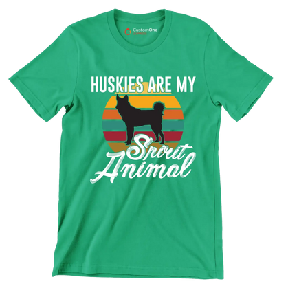 Huskies are my spirit animal - Dog Themed T-Shirt-Green-S-Custom One Express