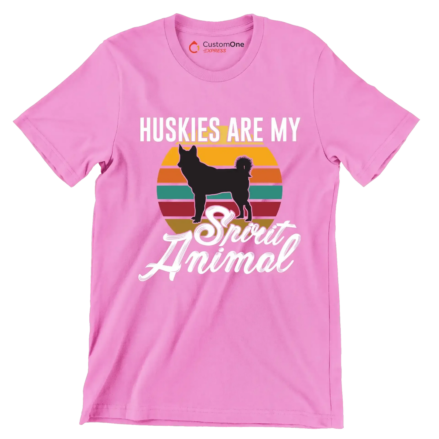 Huskies are my spirit animal - Dog Themed T-Shirt-Pink-S-Custom One Express