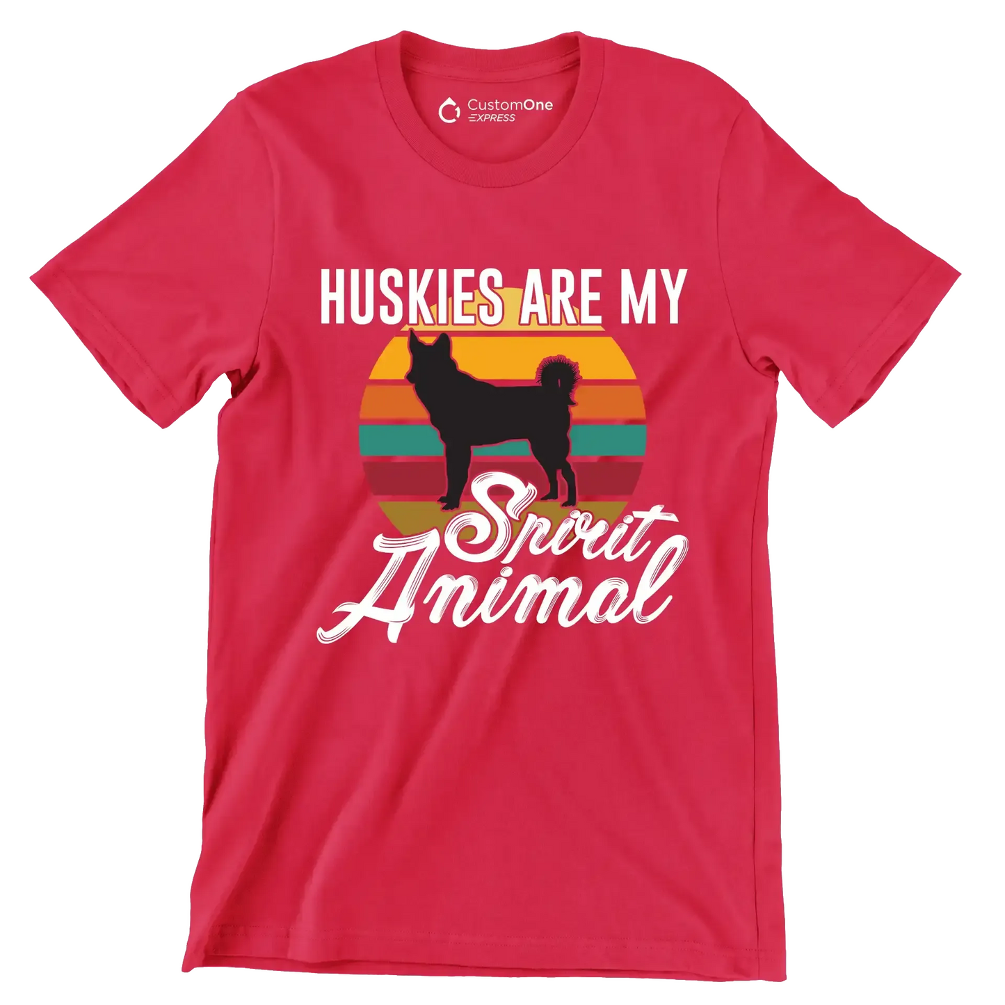 Huskies are my spirit animal - Dog Themed T-Shirt-Red-S-Custom One Express