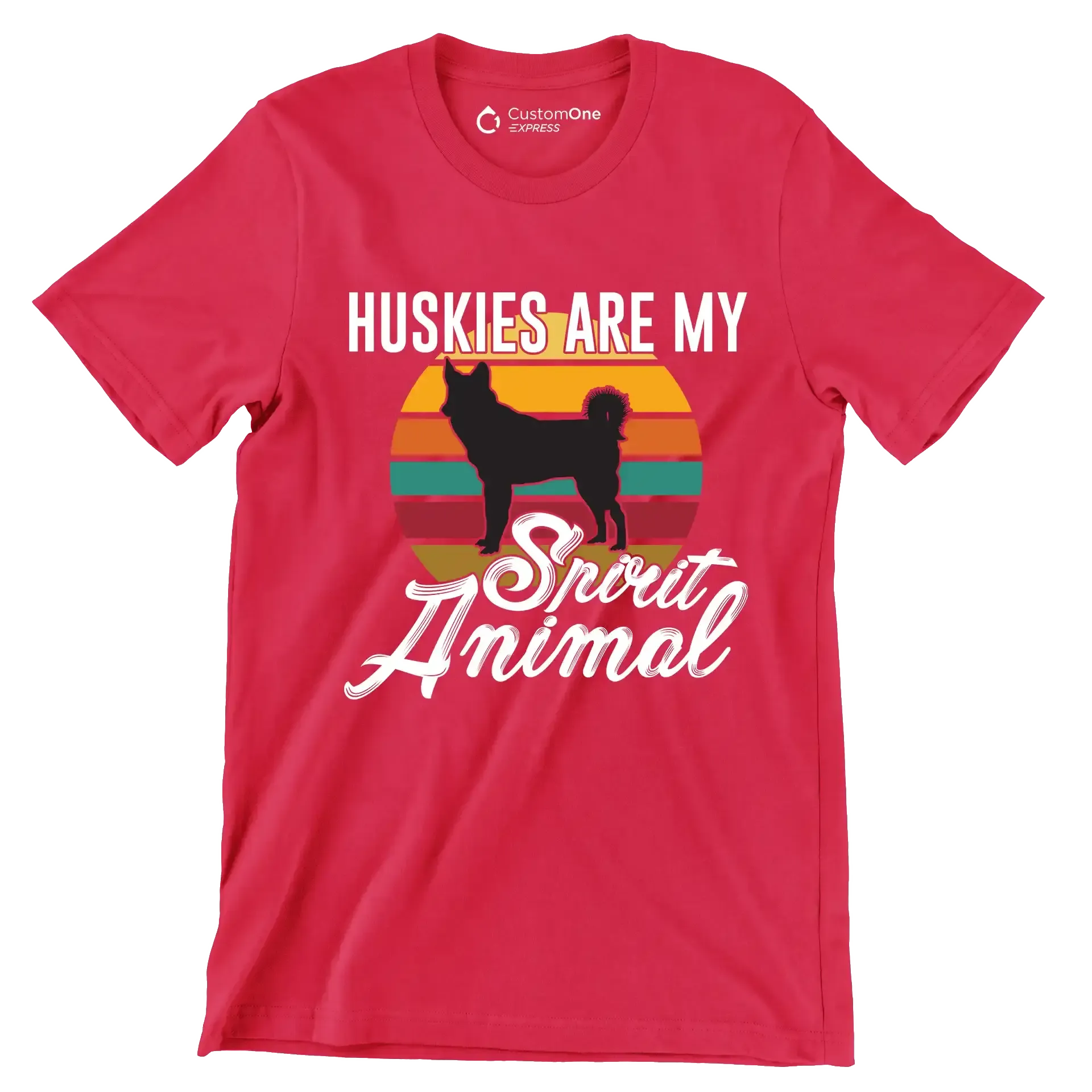 Huskies are my spirit animal - Dog Themed T-Shirt-Red-S-Custom One Express