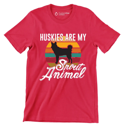 Huskies are my spirit animal - Dog Themed T-Shirt-Red-S-Custom One Express