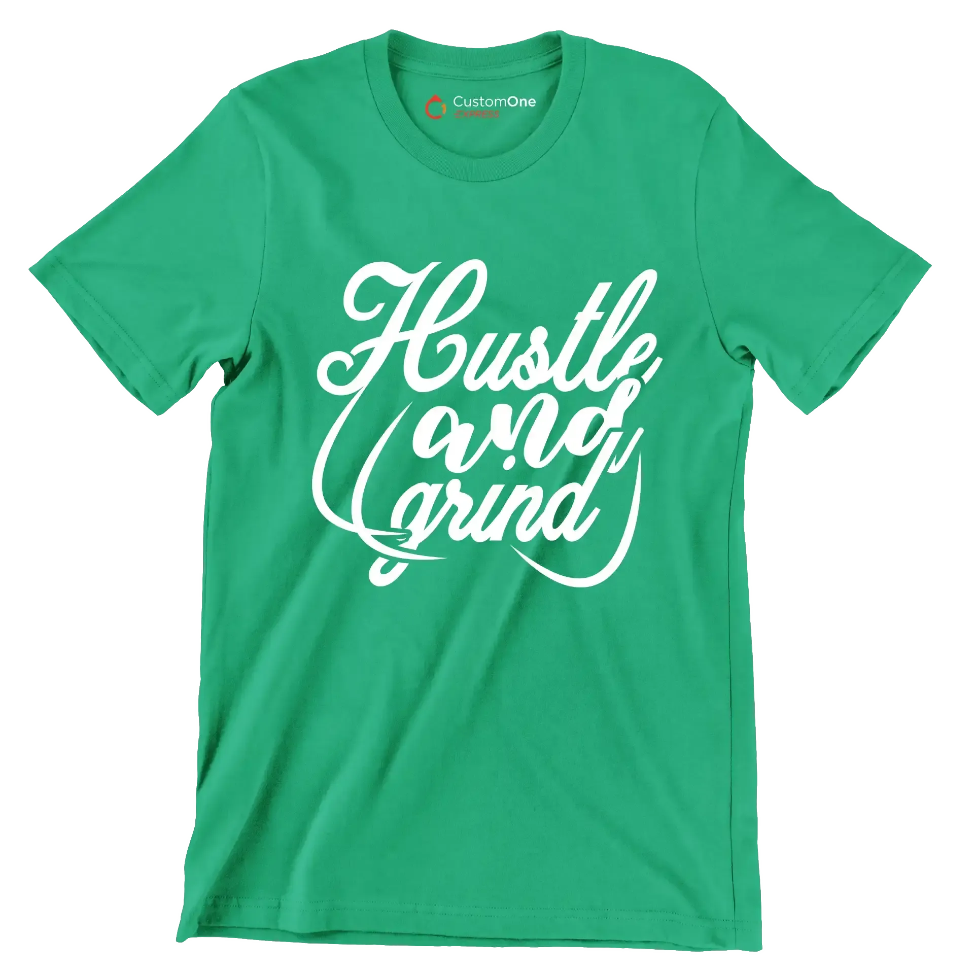 Hustle And Grind - Motivational Themed T-Shirt-Green-S-Custom One Express