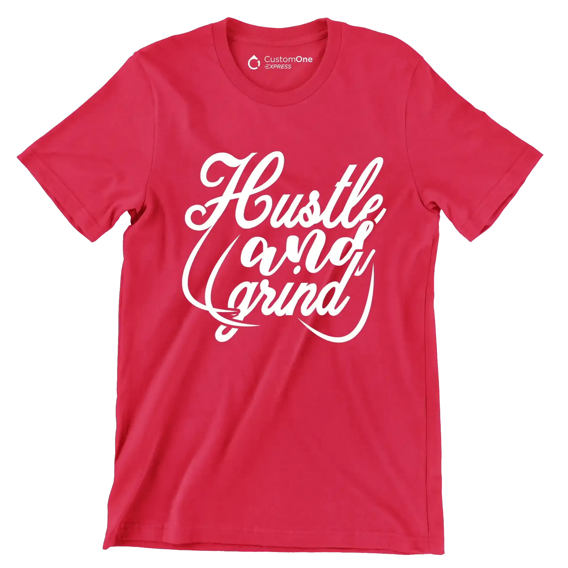 Hustle And Grind - Motivational Themed T-Shirt-Red-S-Custom One Express