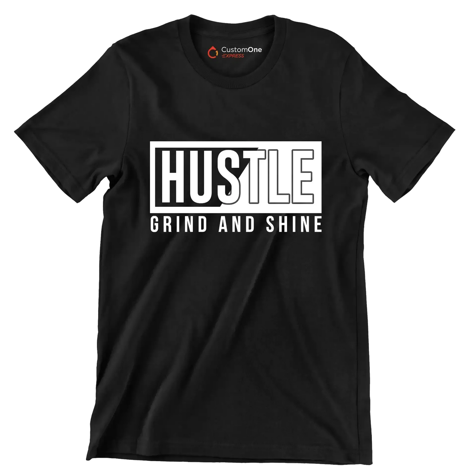 Hustle Grind And Shine - Motivational Themed T-Shirt-Black-S-Custom One Express