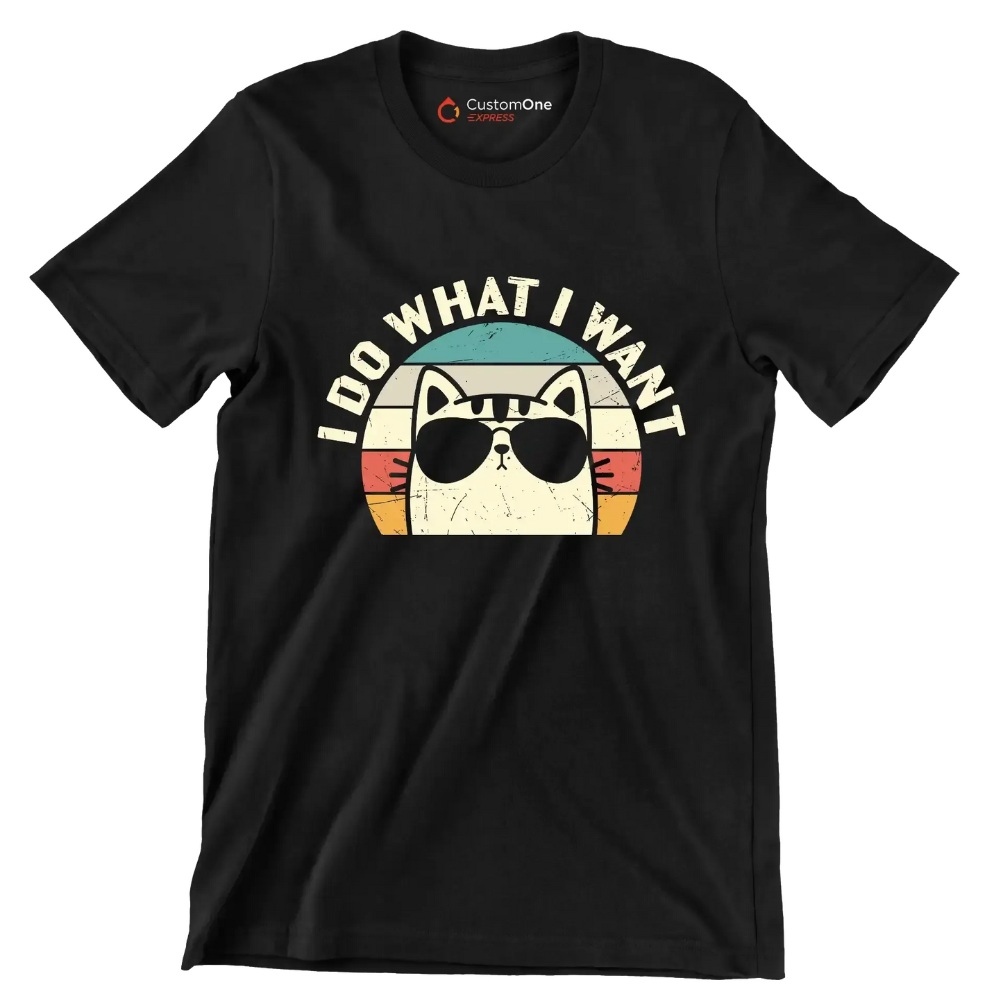 I Do What I Want - Cat Themed T-Shirt-Black-S-Custom One Express