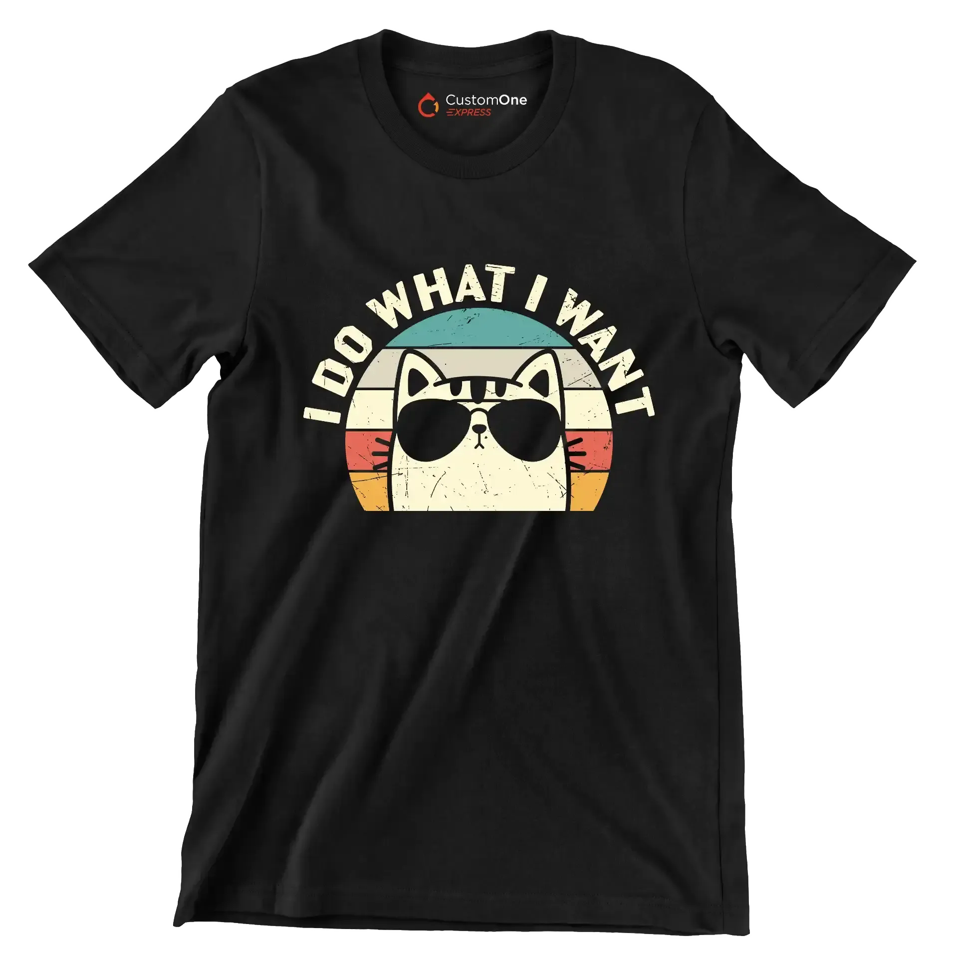 I Do What I Want - Cat Themed T-Shirt-Black-S-Custom One Express