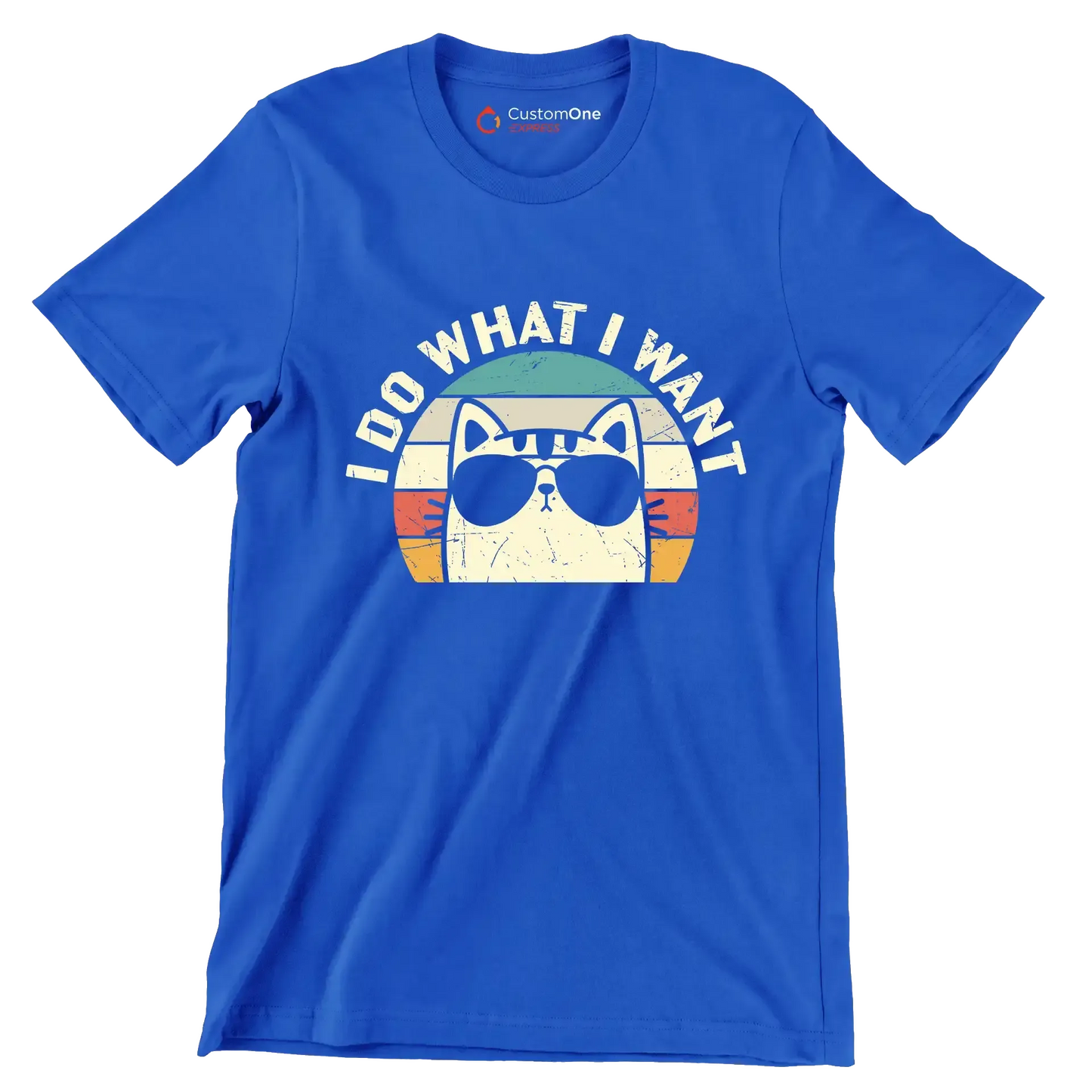 I Do What I Want - Cat Themed T-Shirt-Blue-S-Custom One Express