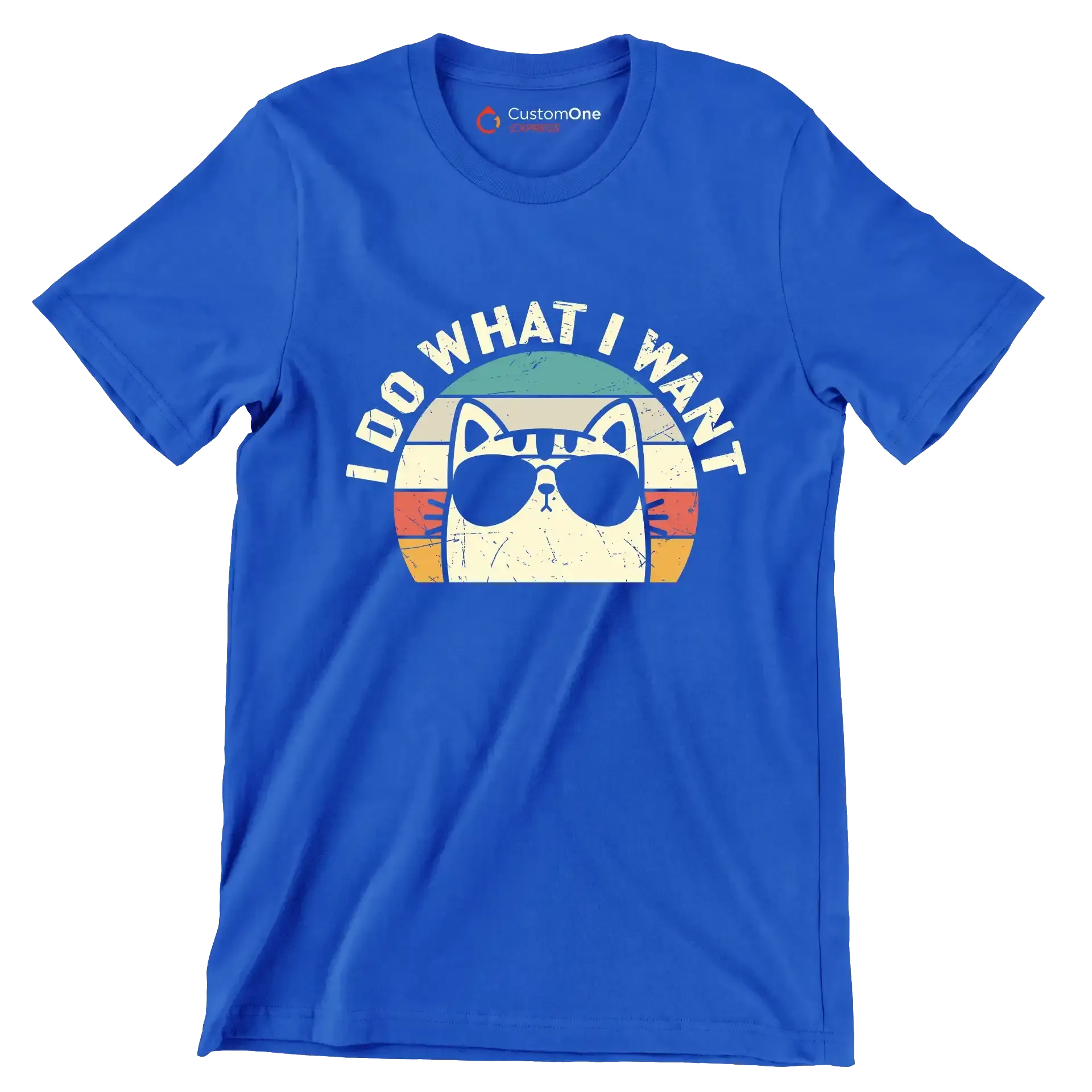 I Do What I Want - Cat Themed T-Shirt-Blue-S-Custom One Express