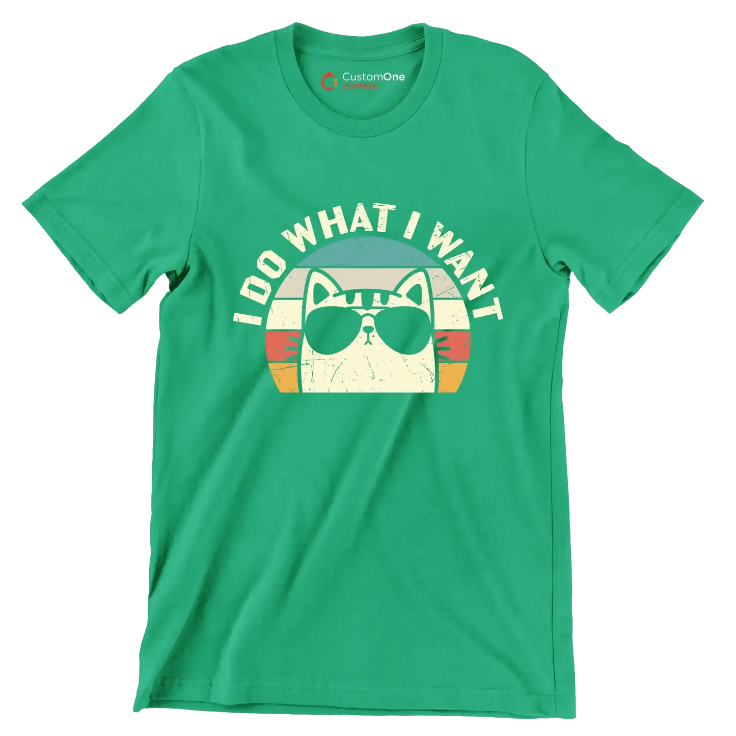 I Do What I Want - Cat Themed T-Shirt-Green-S-Custom One Express