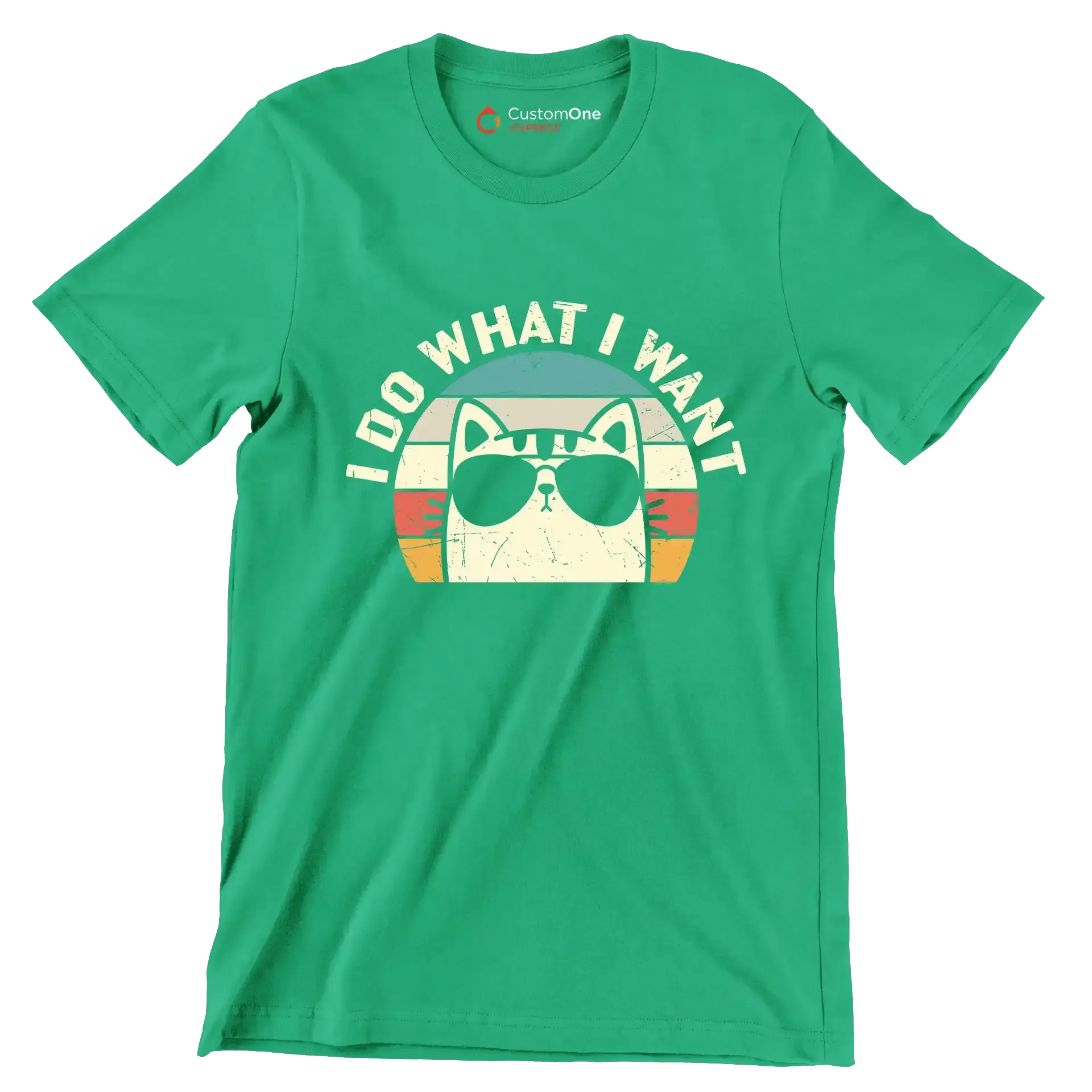 I Do What I Want - Cat Themed T-Shirt-Green-S-Custom One Express