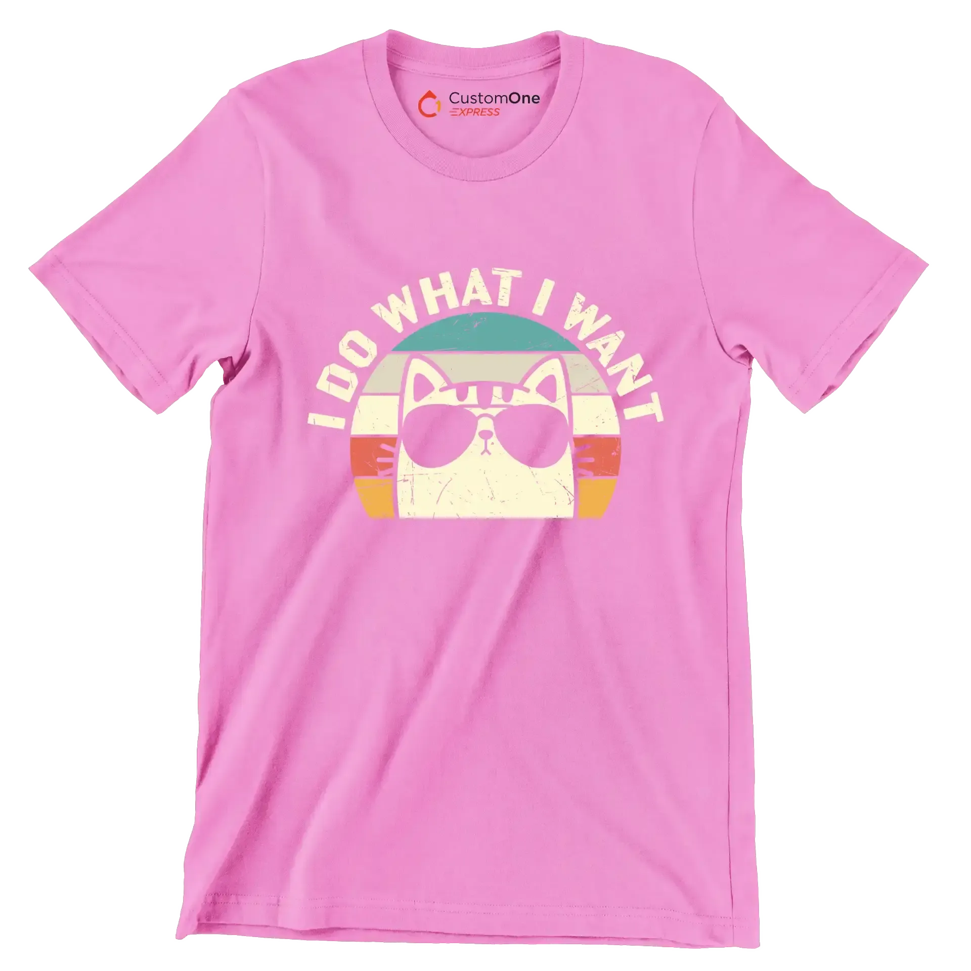 I Do What I Want - Cat Themed T-Shirt-Pink-S-Custom One Express