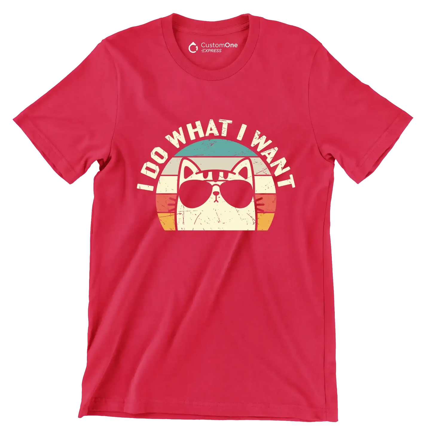 I Do What I Want - Cat Themed T-Shirt-Red-S-Custom One Express