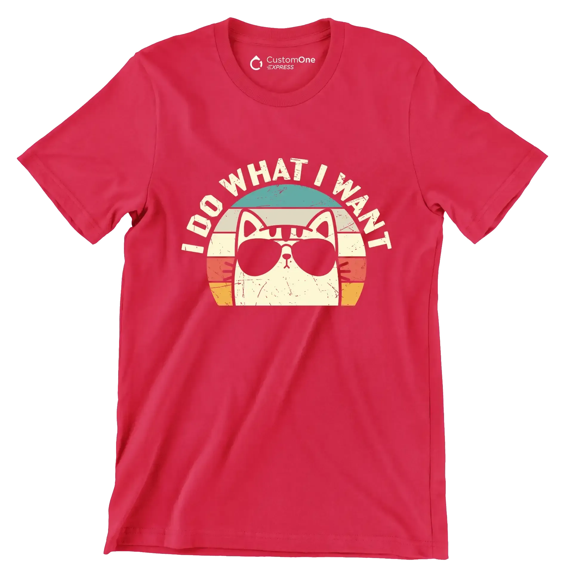 I Do What I Want - Cat Themed T-Shirt-Red-S-Custom One Express