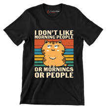 I Hate Morning People Cat - Cat Themed T-Shirt-Black-S-Custom One Express