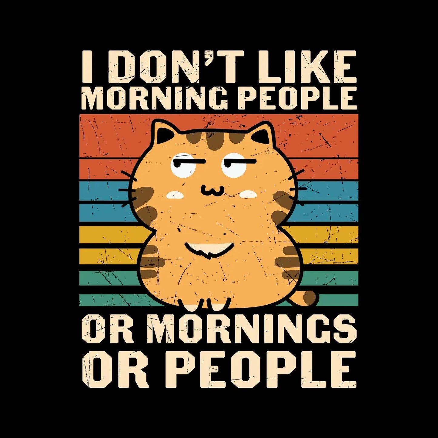 I Hate Morning People Cat - Cat Themed T-Shirt-Black-S-Custom One Express