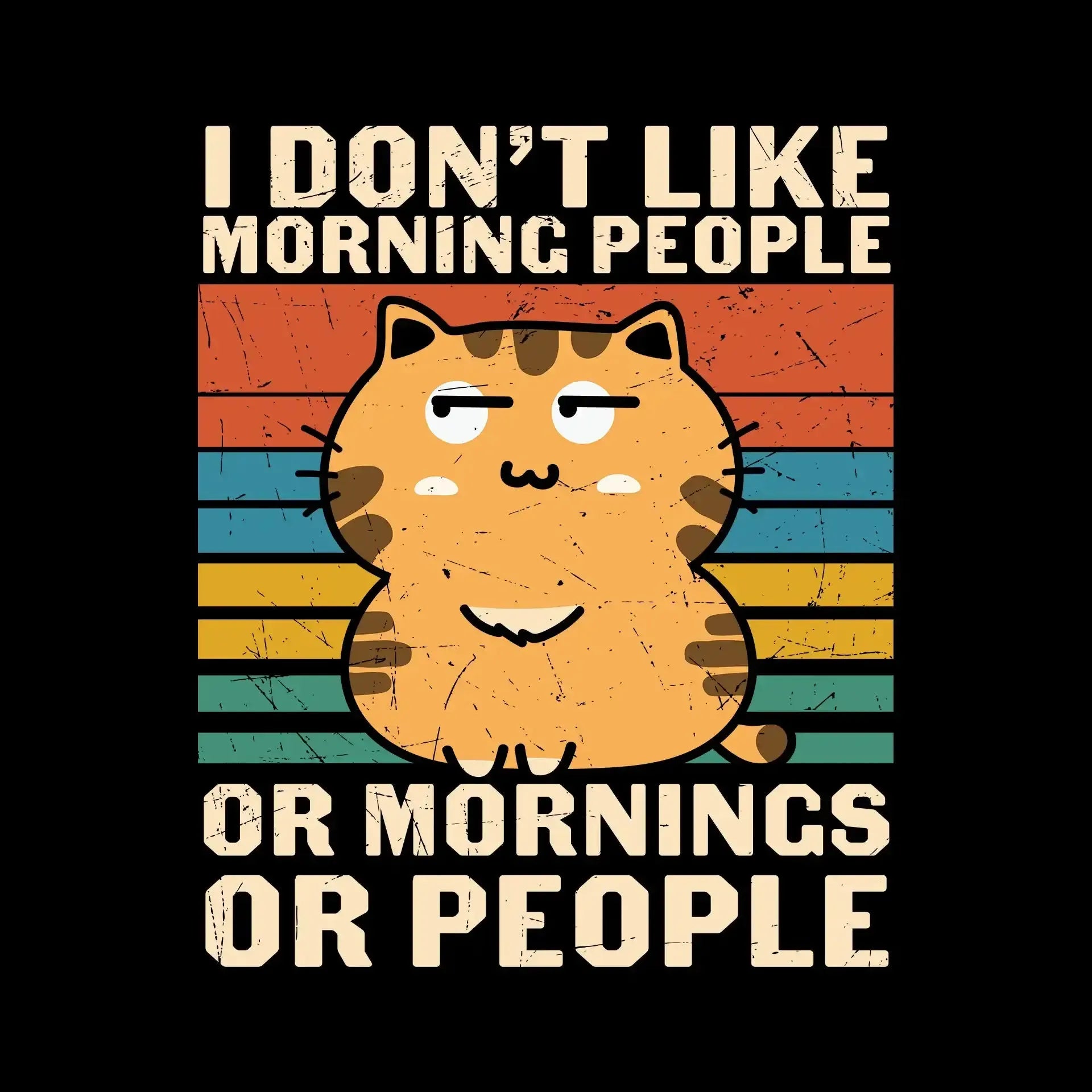 I Hate Morning People Cat - Cat Themed T-Shirt-Black-S-Custom One Express
