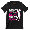 I KNOW I PLAY LIKE A GIRL TRY TO KEEP UP - Golf Themed T-Shirt-Black-S-Custom One Express