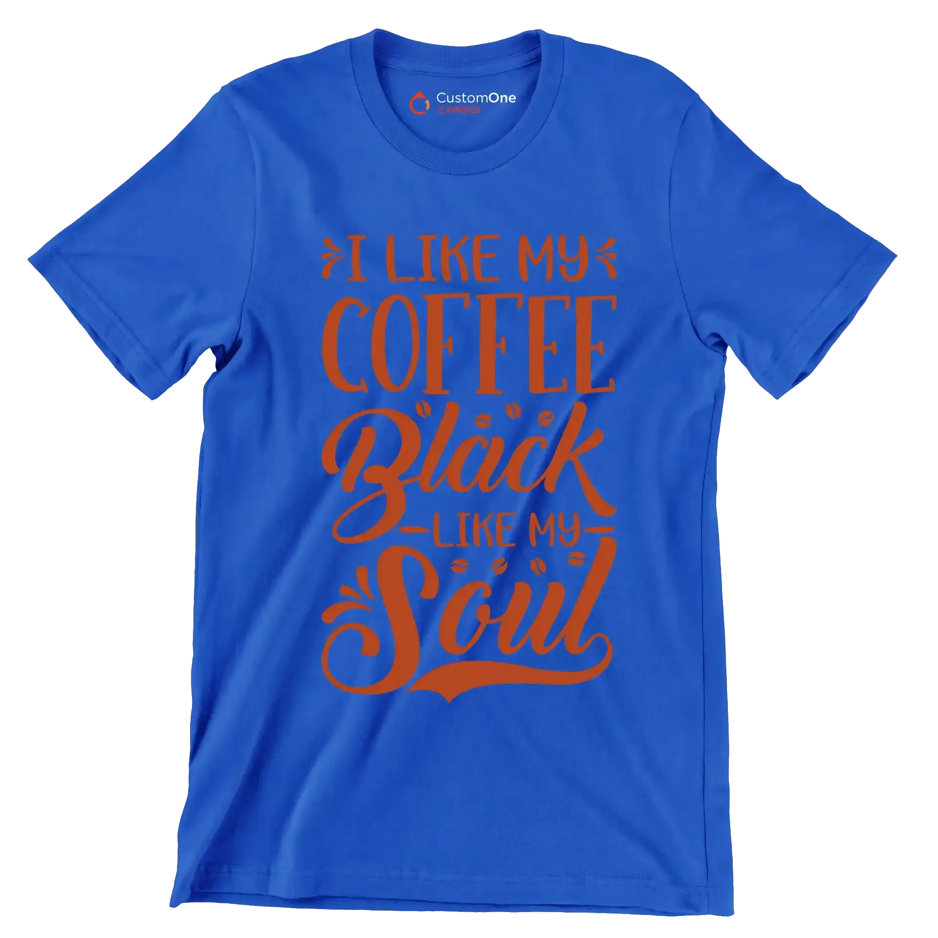 I LIKE MY COFFEE Black -LIKE MY- Soul - Coffee Themed T-Shirt-Blue-S-Custom One Express
