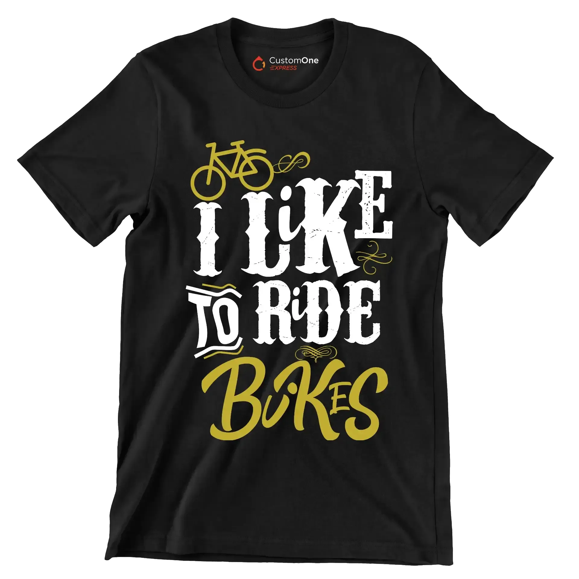 I LIKE TO RIDE BIKES - Bicycle Themed T-Shirt-Black-S-Custom One Express