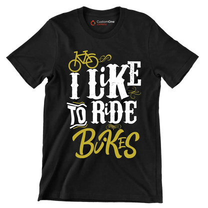 I LIKE TO RIDE BIKES - Bicycle Themed T-Shirt-Black-S-Custom One Express