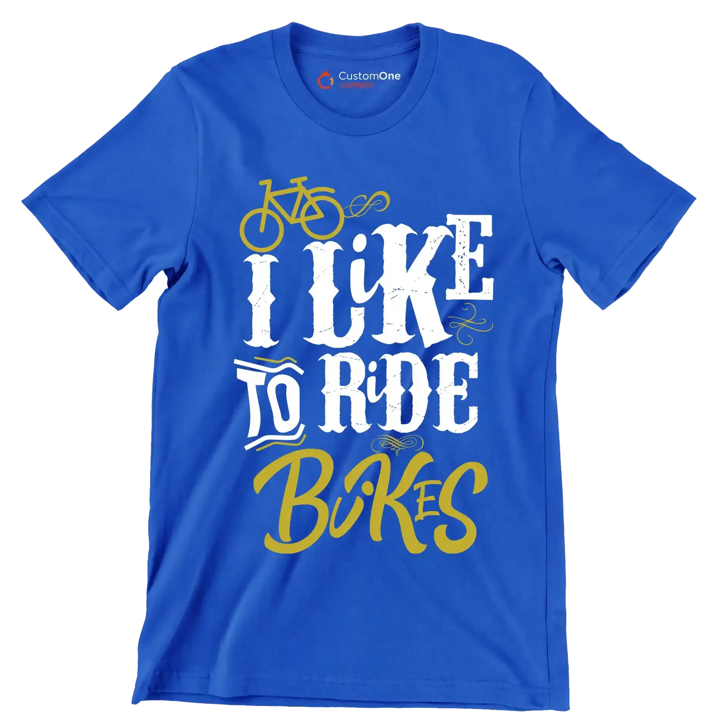 I LIKE TO RIDE BIKES - Bicycle Themed T-Shirt-Blue-S-Custom One Express