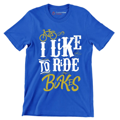 I LIKE TO RIDE BIKES - Bicycle Themed T-Shirt-Blue-S-Custom One Express