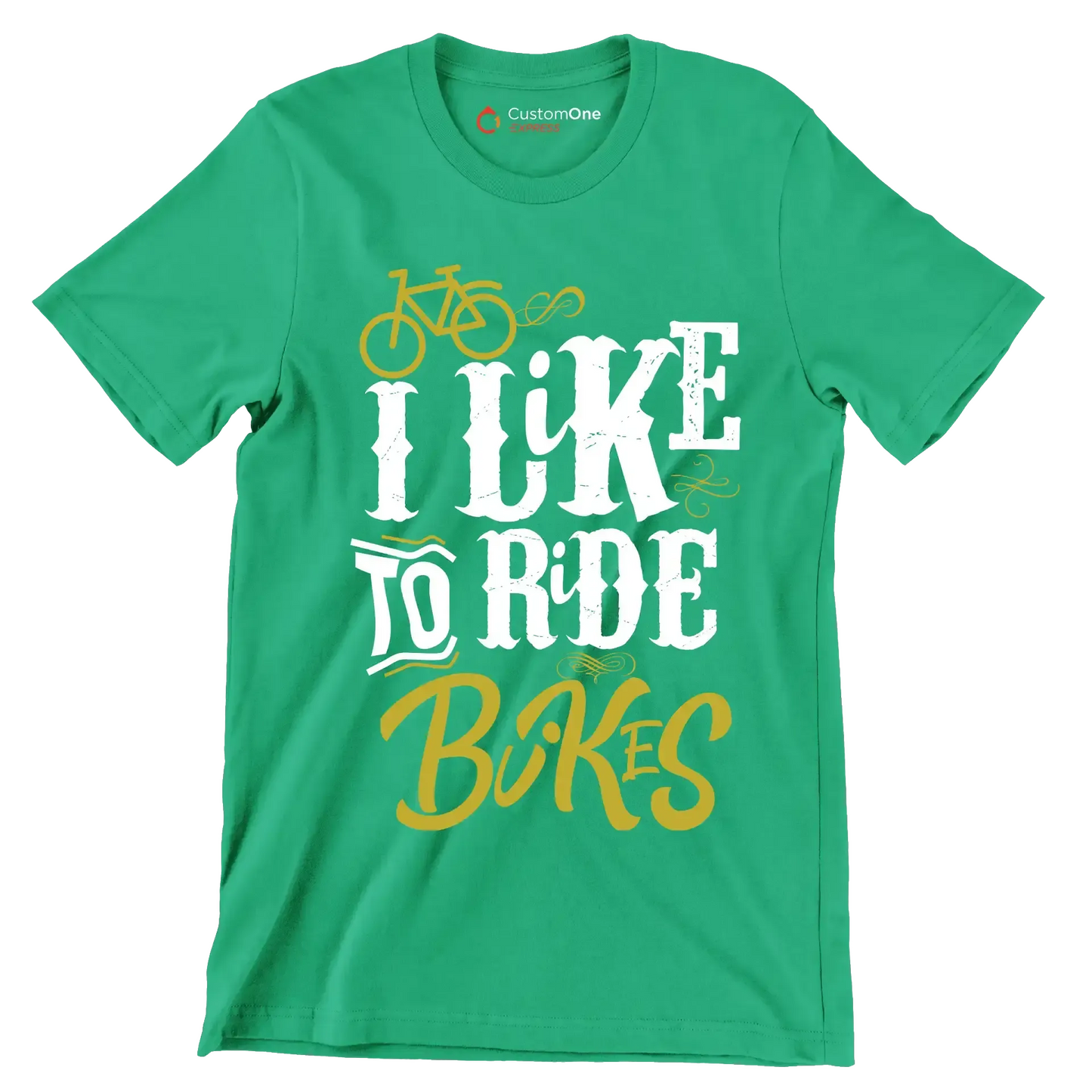 I LIKE TO RIDE BIKES - Bicycle Themed T-Shirt-Green-S-Custom One Express