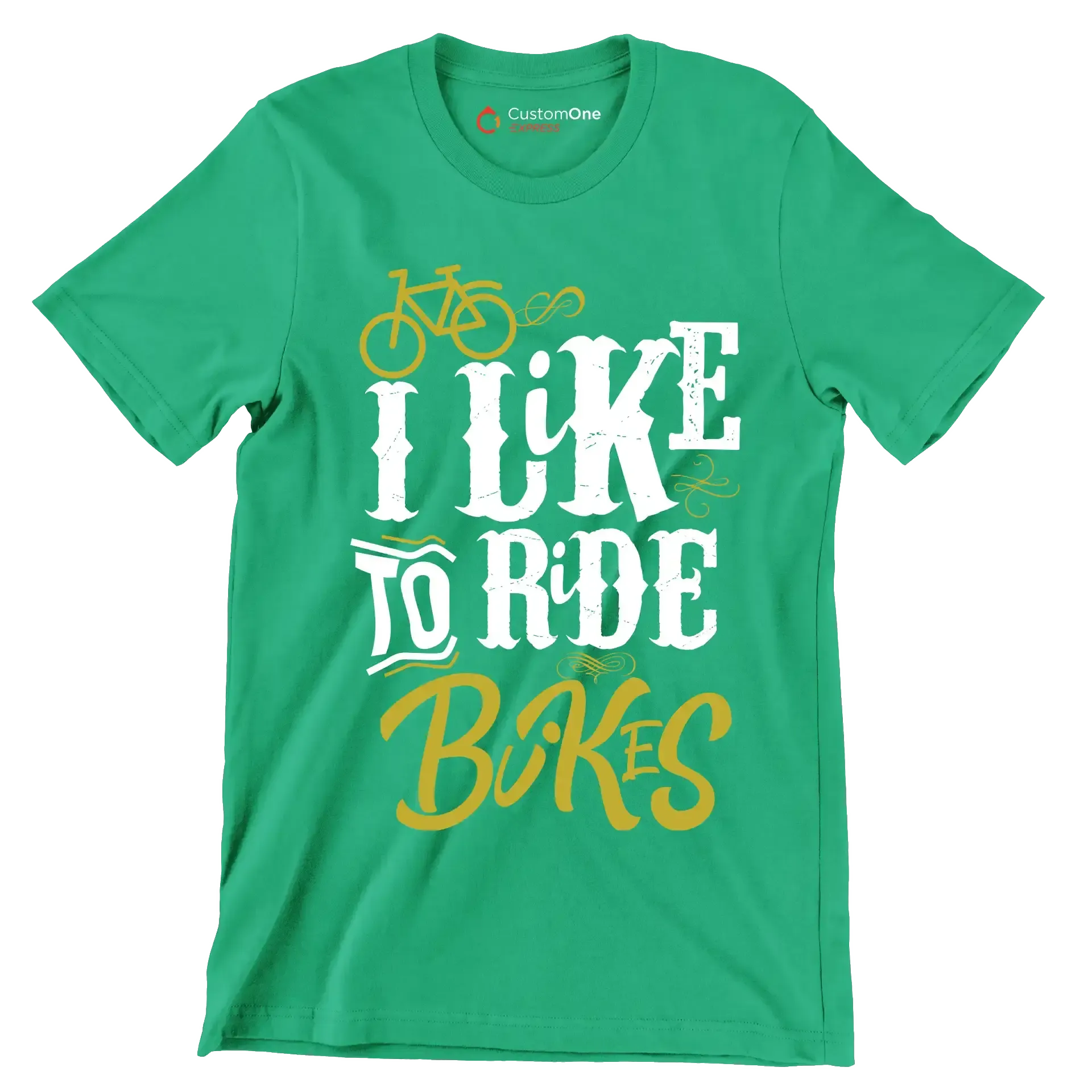 I LIKE TO RIDE BIKES - Bicycle Themed T-Shirt-Green-S-Custom One Express