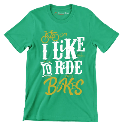 I LIKE TO RIDE BIKES - Bicycle Themed T-Shirt-Green-S-Custom One Express