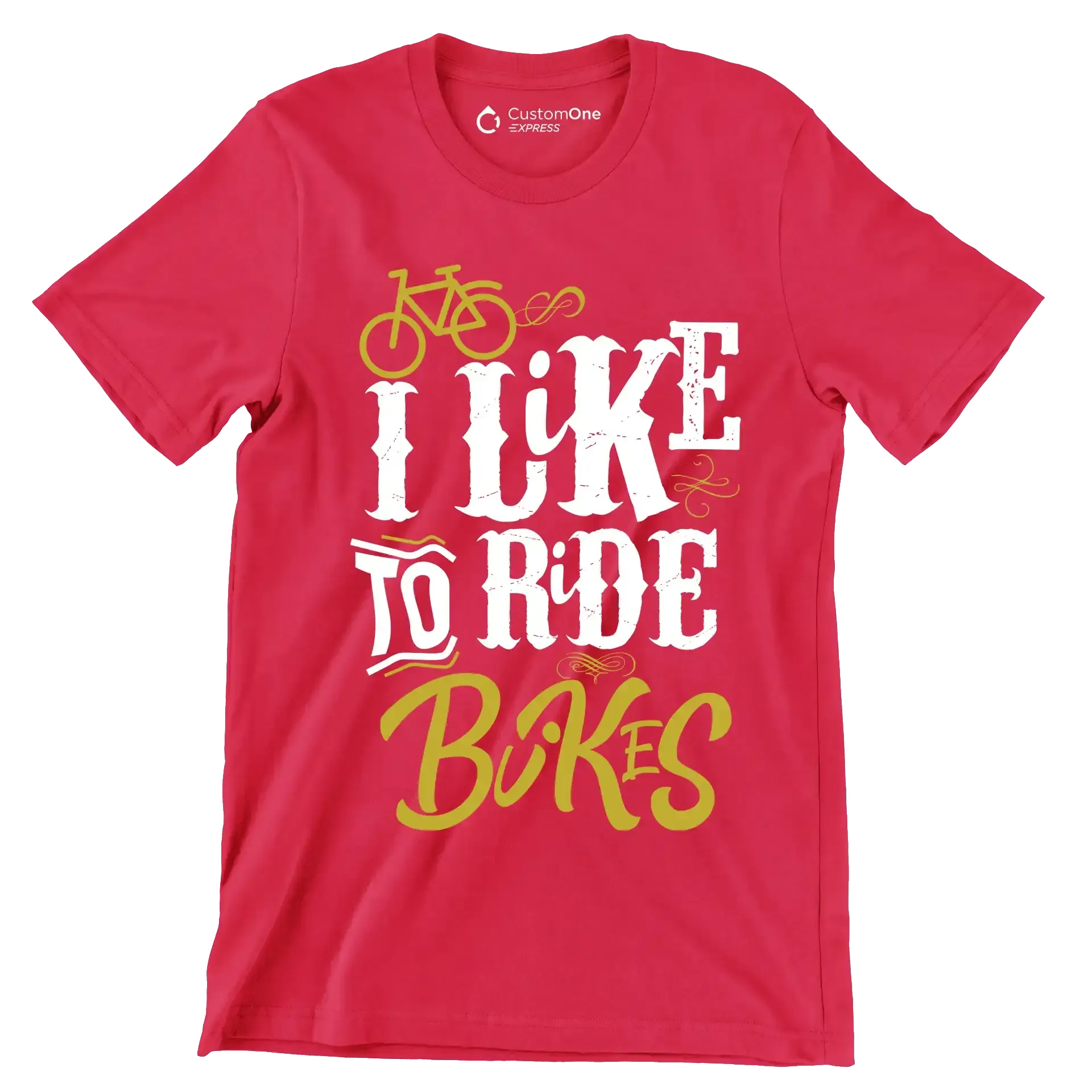 I LIKE TO RIDE BIKES - Bicycle Themed T-Shirt-Red-S-Custom One Express
