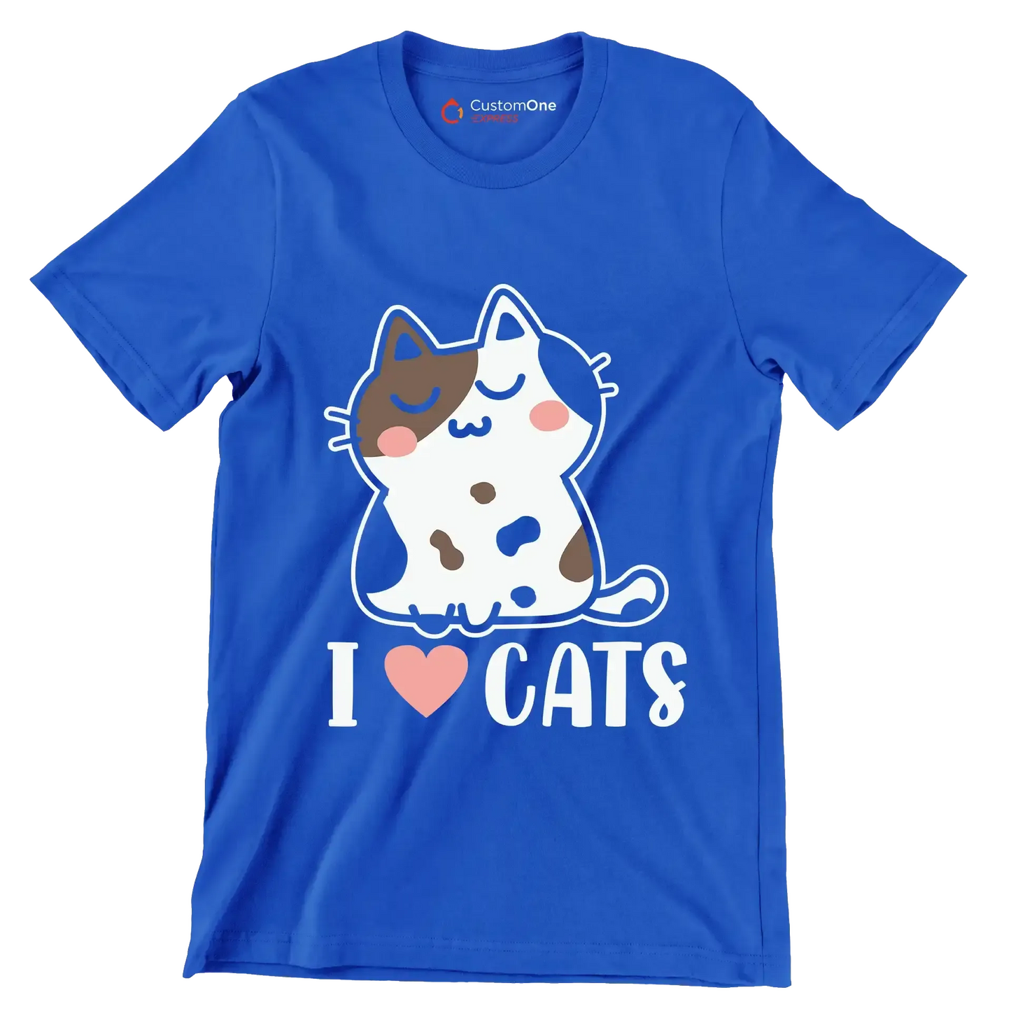 I Love Cats Cat lover - Cat Themed T-Shirt-Blue-S-Custom One Express