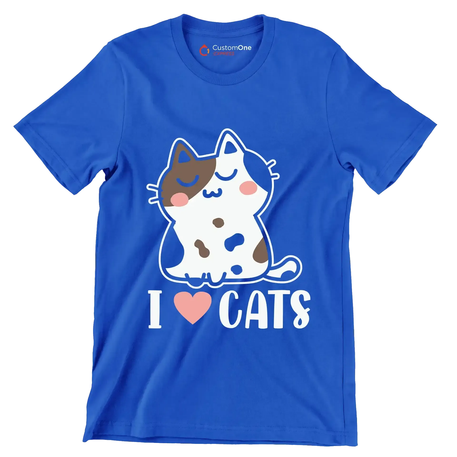 I Love Cats Cat lover - Cat Themed T-Shirt-Blue-S-Custom One Express