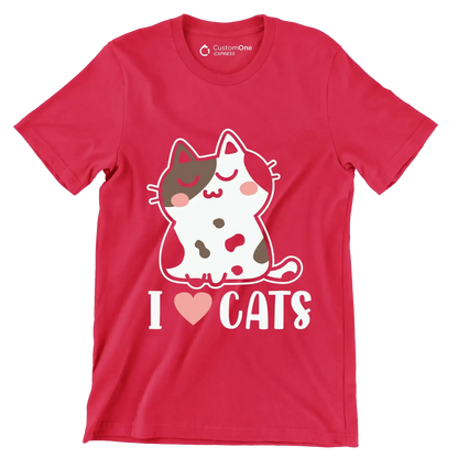 I Love Cats Cat lover - Cat Themed T-Shirt-Black-S-Custom One Express