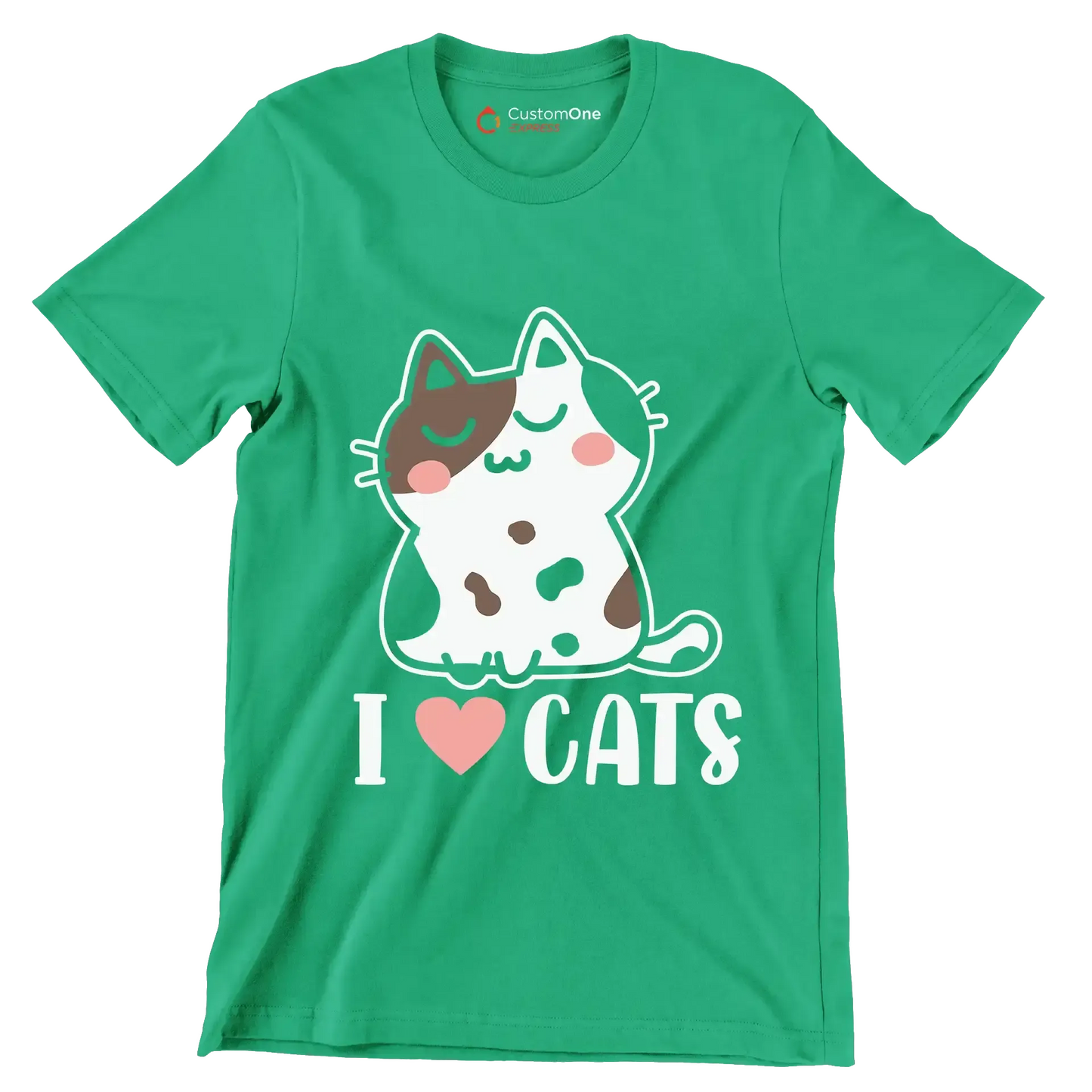 I Love Cats Cat lover - Cat Themed T-Shirt-Green-S-Custom One Express