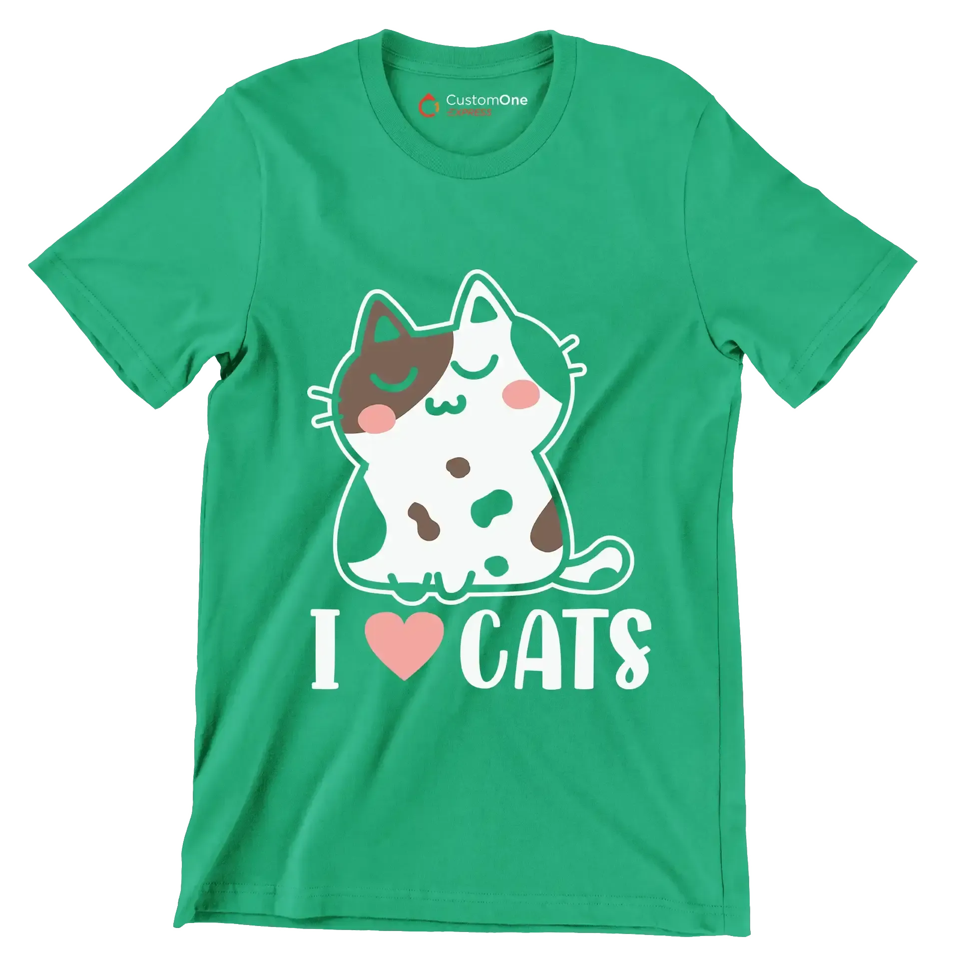 I Love Cats Cat lover - Cat Themed T-Shirt-Green-S-Custom One Express