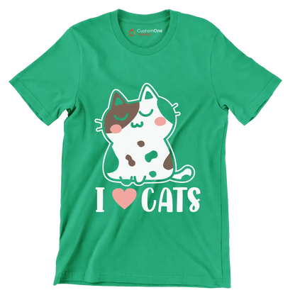 I Love Cats Cat lover - Cat Themed T-Shirt-Green-S-Custom One Express