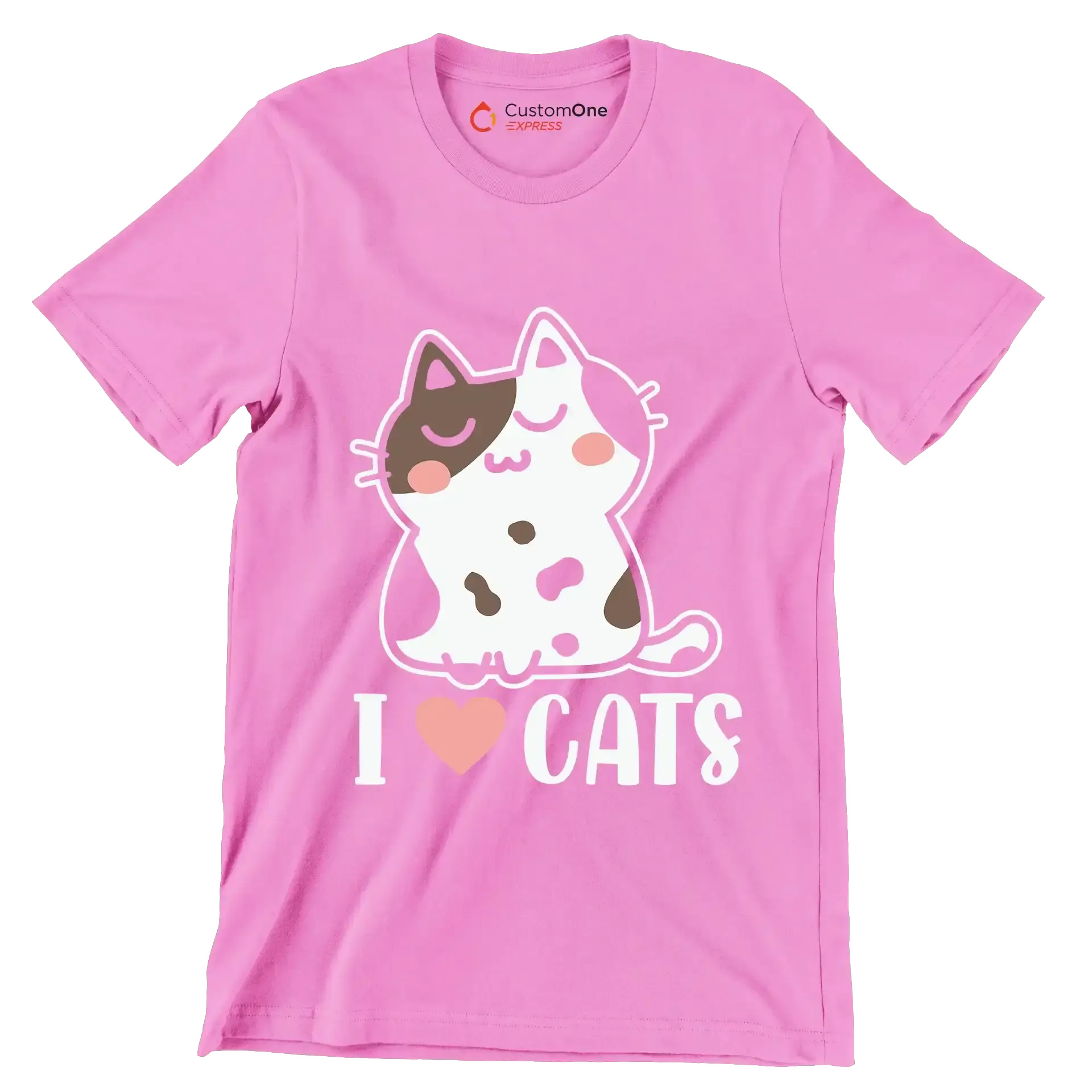 I Love Cats Cat lover - Cat Themed T-Shirt-Pink-S-Custom One Express