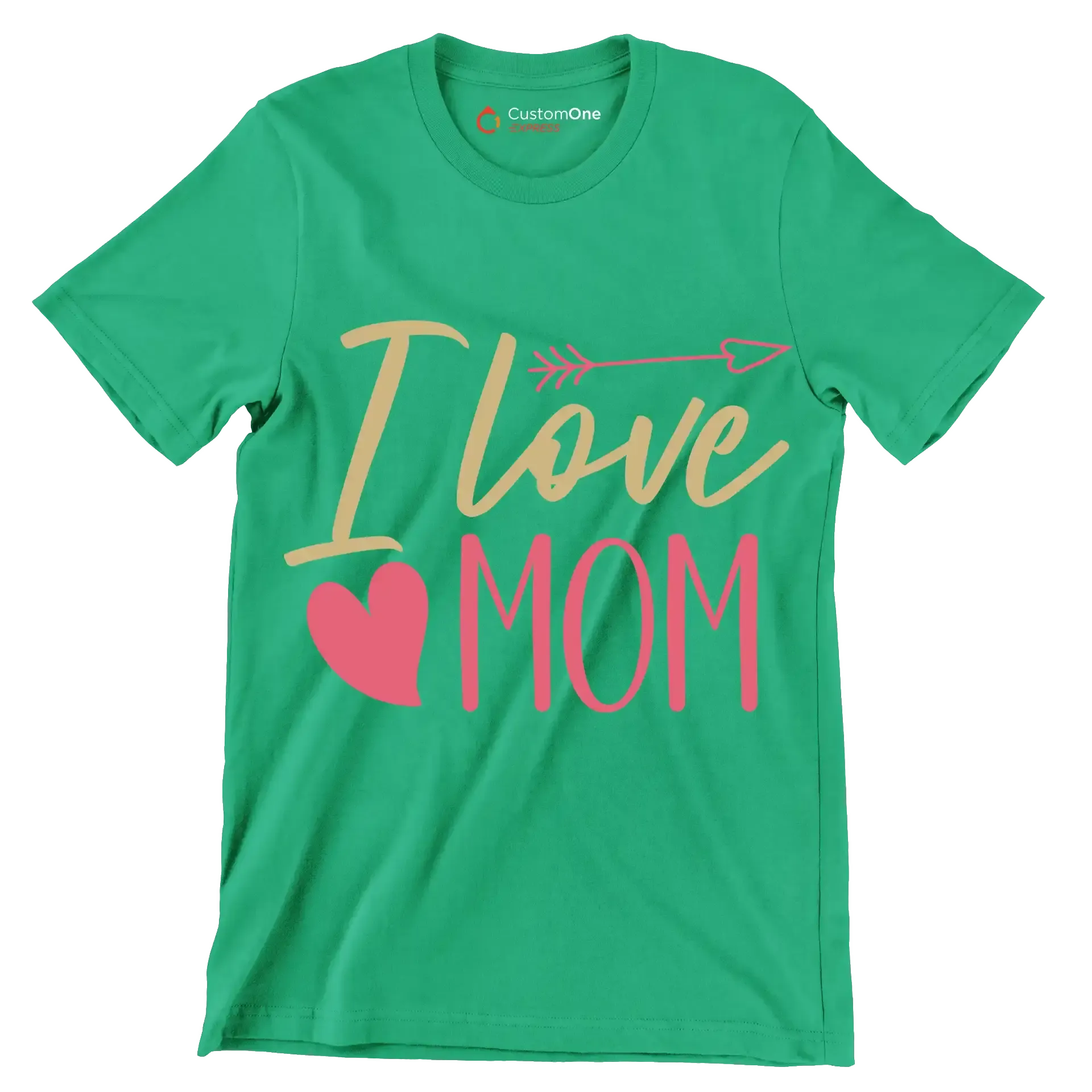 I Love Mom - Mother’s Day T-Shirt-Green-S-Custom One Express