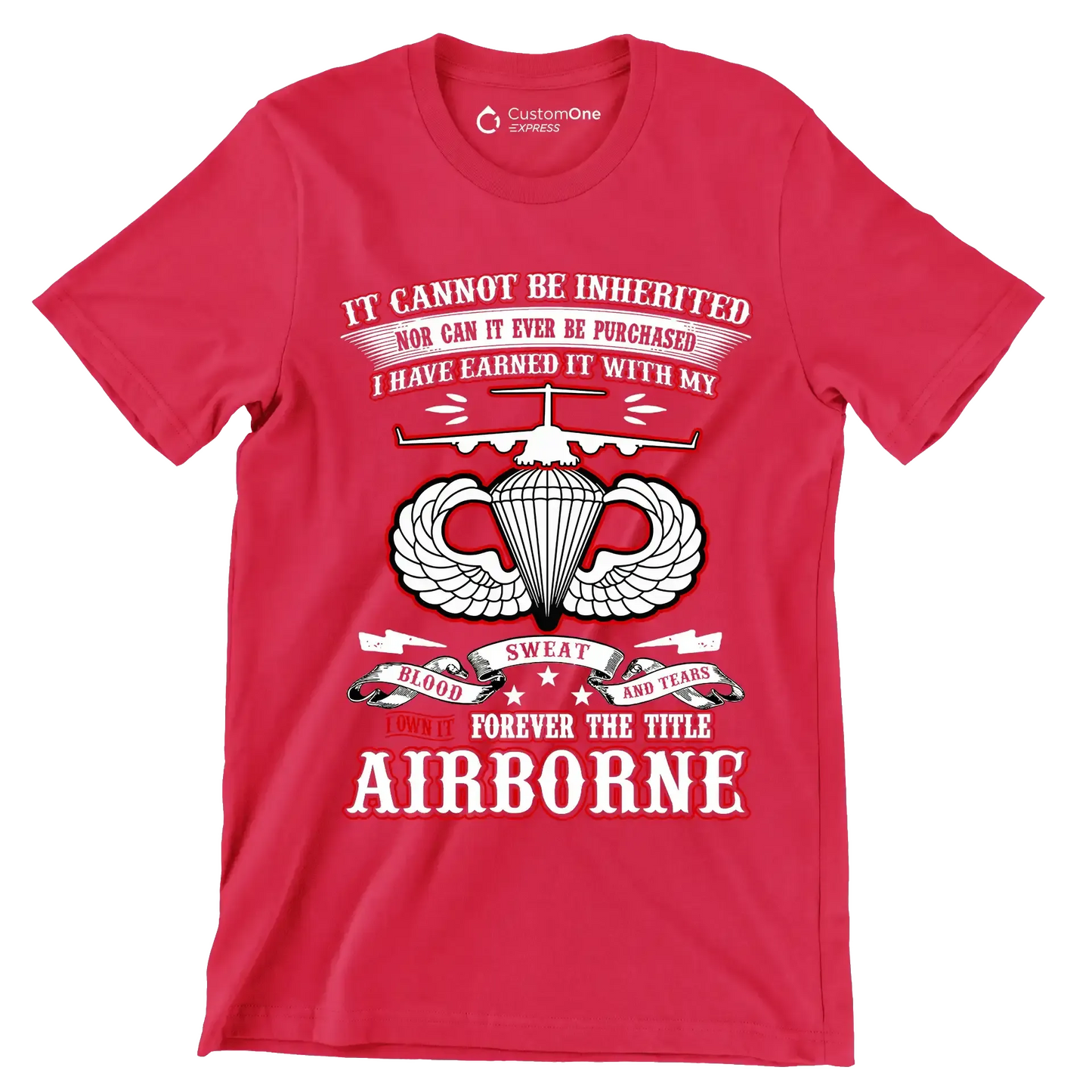 I Own It Forever The Title Airborne - Perfect Gift For Dad, Grandpa, Son, Patriot, Airborne Veteran on Patriot Day, Veteran Day - Veterans Themed T-Shirt-Red-S-Custom One Express
