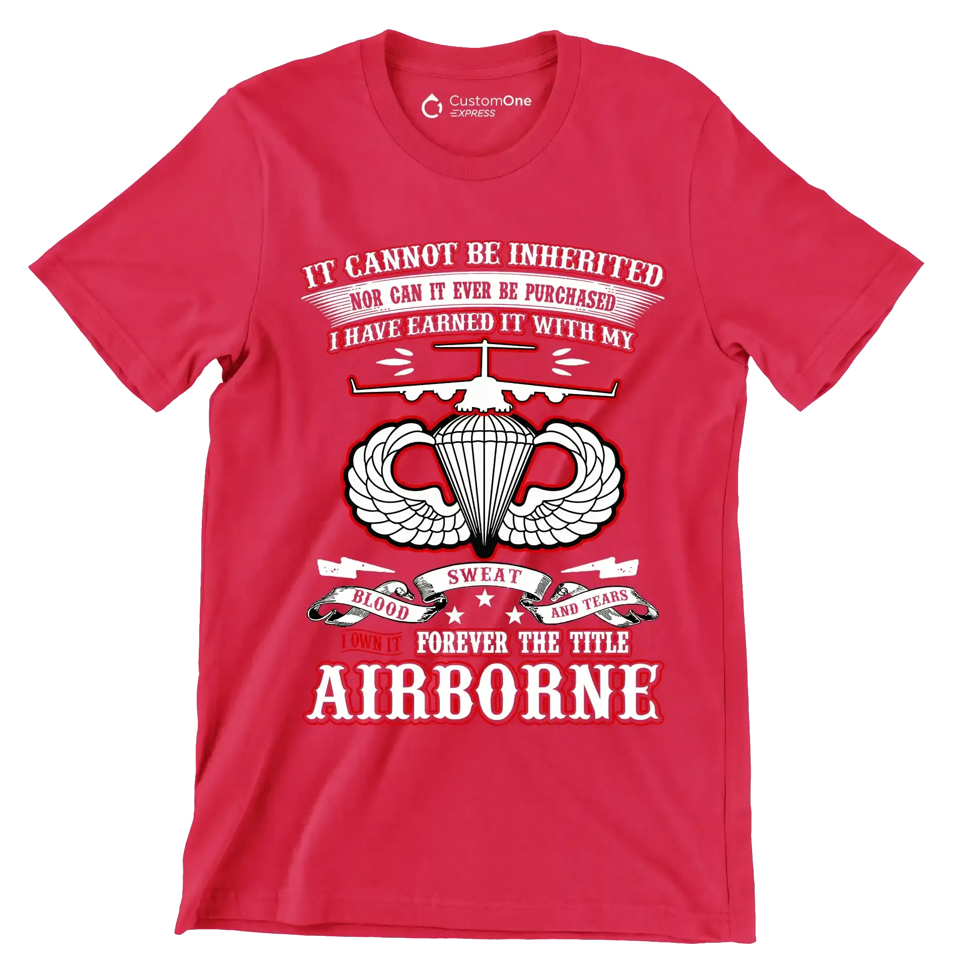 I Own It Forever The Title Airborne - Perfect Gift For Dad, Grandpa, Son, Patriot, Airborne Veteran on Patriot Day, Veteran Day - Veterans Themed T-Shirt-Red-S-Custom One Express