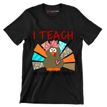 I Teach The Cutest Little Turkeys - Thanksgiving Themed T-Shirt-Black-S-Custom One Express