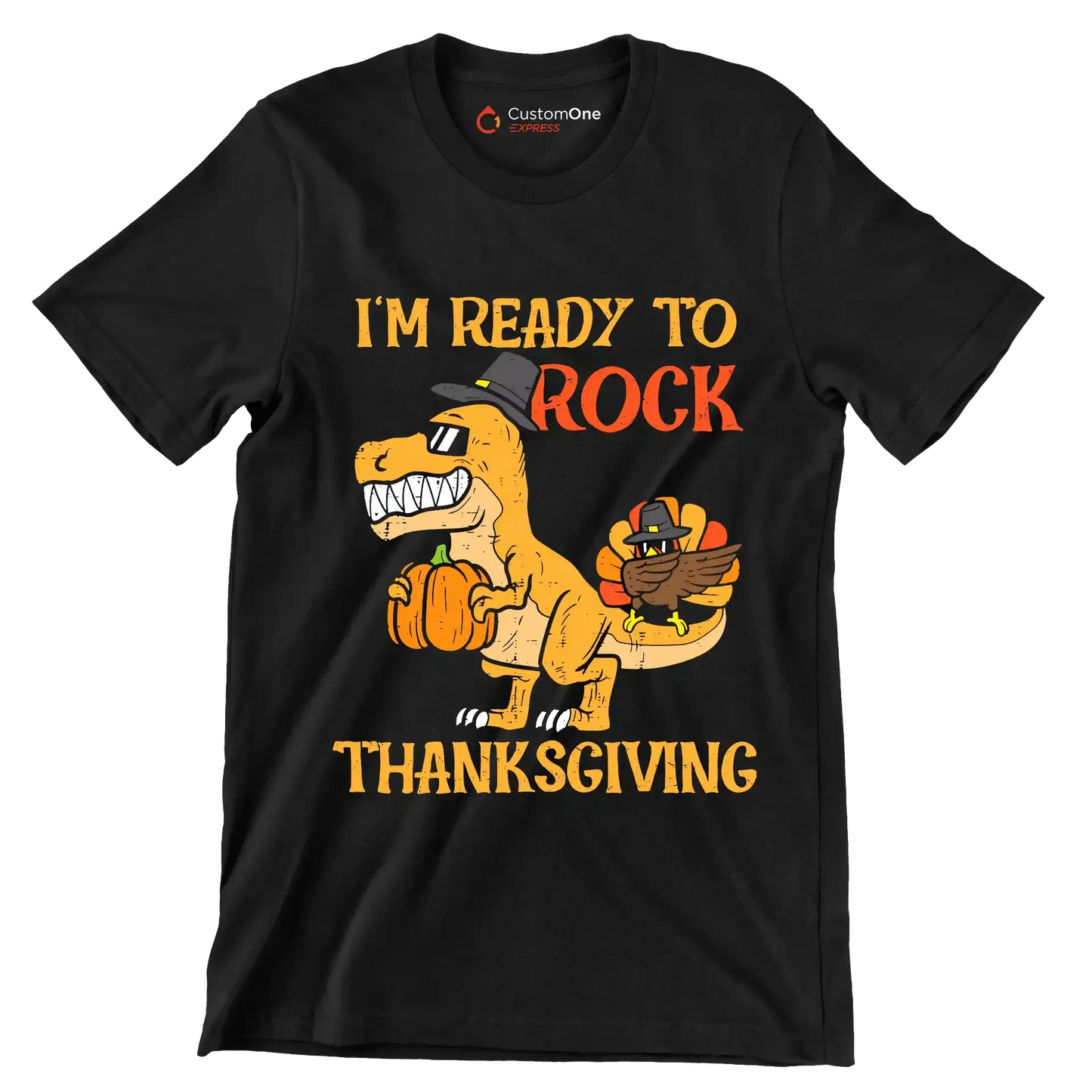 I am Ready To Rock Thanksgiving - Thanksgiving Themed T-Shirt-Black-S-Custom One Express
