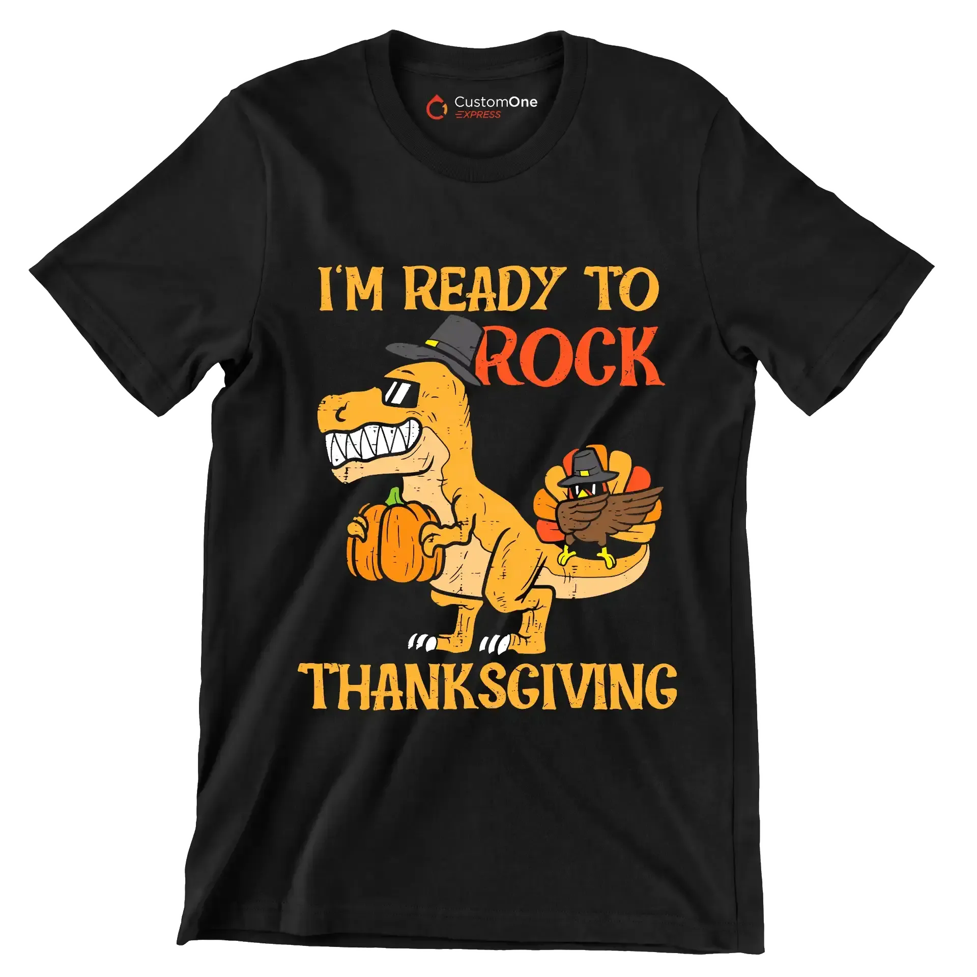 I am Ready To Rock Thanksgiving - Thanksgiving Themed T-Shirt-Black-S-Custom One Express