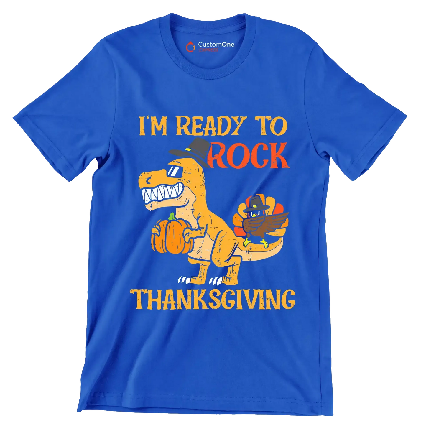 I am Ready To Rock Thanksgiving - Thanksgiving Themed T-Shirt-Blue-S-Custom One Express