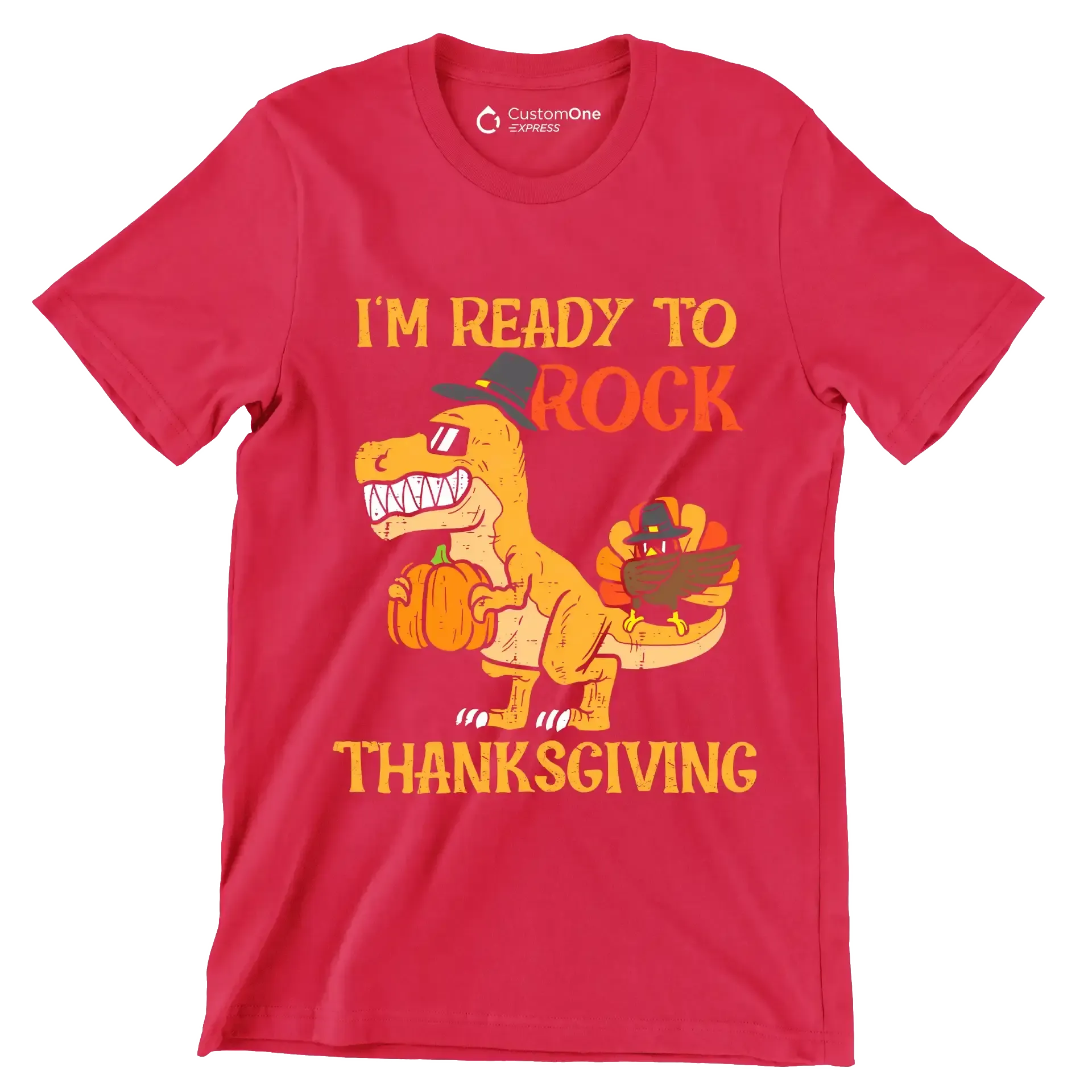 I am Ready To Rock Thanksgiving - Thanksgiving Themed T-Shirt-Red-S-Custom One Express