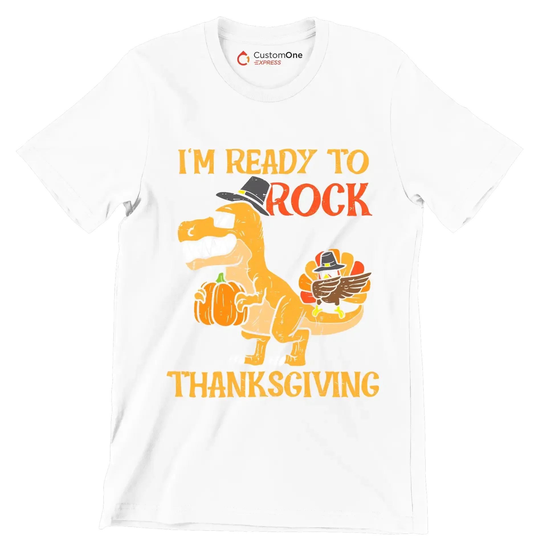 I am Ready To Rock Thanksgiving - Thanksgiving Themed T-Shirt-White-S-Custom One Express