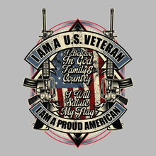 I am a u.s. veteran I believe in god family & country I will salute my flag I am a proud american - Veterans Themed T-Shirt-Black-S-Custom One Express