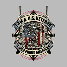 I am a u.s. veteran i believe in god family & country i will salute my flag i am a proud american - Veterans Themed T-Shirt-Black-S-Custom One Express