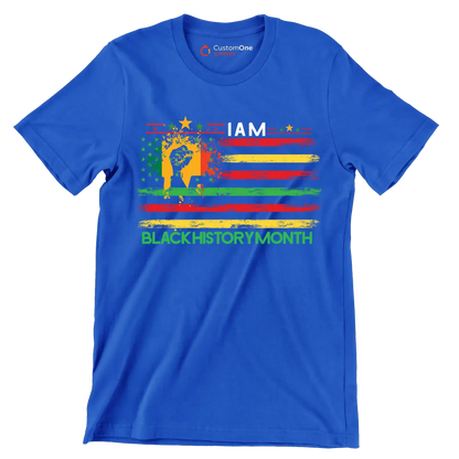 I am black history month - Martin Luther King T-Shirt-Blue-S-Custom One Express
