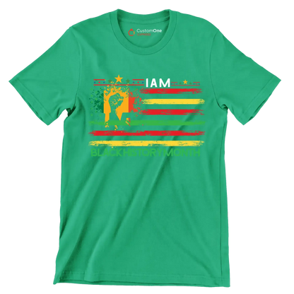 I am black history month - Martin Luther King T-Shirt-Green-S-Custom One Express